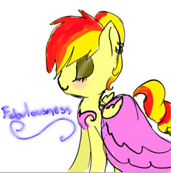 Size: 382x386 | Tagged: safe, artist:sapphire-kitty, imported from derpibooru, oc, oc only, oc:firebolt, pegasus, pony, crossdressing, male, simple background, solo, white background