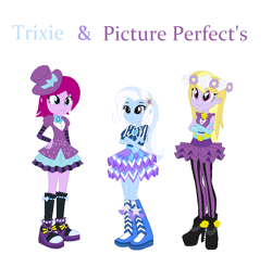 Size: 848x834 | Tagged: safe, artist:creepypastafran, imported from derpibooru, fuchsia blush, lavender lace, trixie, equestria girls, alternate universe, the snapshots, trixie and the illusions