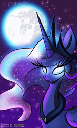 Size: 600x1000 | Tagged: safe, artist:lennonblack, imported from derpibooru, princess luna, female, mare in the moon, moon, night, solo