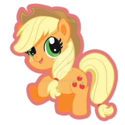 Size: 1024x1024 | Tagged: safe, artist:talimingi, imported from derpibooru, applejack, chibi, cute, female, little applejack, solo, watermark