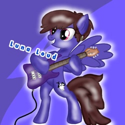 Size: 894x894 | Tagged: safe, artist:doraemonfan4life, imported from derpibooru, pony, crossover, guitar, luna loud, ponified, solo, text, the loud house