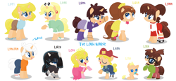 Size: 1024x476 | Tagged: safe, artist:selenaede, artist:xxtuff-pegasisterxx, imported from derpibooru, pony, unicorn, baby, baby pony, backwards ballcap, base used, baseball cap, cap, clothes, crossover, crown, diaper, dress, ear piercing, earring, glasses, gloves, hat, jewelry, lana loud, leni loud, lily loud, lincoln loud, lisa loud, lola loud, lori loud, luan loud, lucy loud, luna loud, lynn loud, piercing, pink dress, ponified, regalia, shoes, the loud house