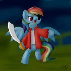 Size: 4000x4000 | Tagged: safe, artist:icy wings, imported from derpibooru, rainbow dash, pony, absurd resolution, bipedal, dead pirate dash, dead rainbow dash, female, fusion, pirate, pirate dash, scimitar, solo, sword, weapon