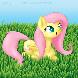 Size: 3000x3000 | Tagged: safe, artist:icy wings, imported from derpibooru, fluttershy, female, grass, heart eyes, prone, solo, wingding eyes