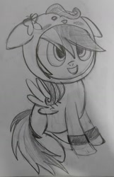 Size: 1024x1589 | Tagged: safe, artist:s.guri, imported from derpibooru, rainbow dash, female, monochrome, solo, traditional art