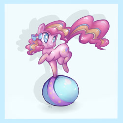 Size: 1024x1024 | Tagged: safe, artist:katemaximova, imported from derpibooru, pinkie pie, season 4, ball, bow, female, hair bow, rainbow power, solo