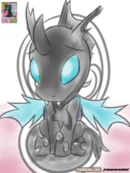 Size: 2250x3000 | Tagged: safe, artist:jcosneverexisted, imported from derpibooru, kevin (changeling), changeling, slice of life (episode), 30 minute art challenge, chair, cute, cuteling, kevin, sitting, solo