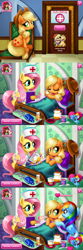 Size: 960x2880 | Tagged: safe, imported from derpibooru, screencap, applejack, fluttershy, rainbow dash, pony, doctor fluttershy, flash game, game, masha and the bear, nurse