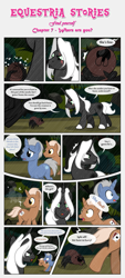 Size: 1919x4253 | Tagged: safe, artist:estories, imported from derpibooru, oc, oc only, oc:möbius, pegasus, pony, spider, unicorn, comic:find yourself, comic, scar