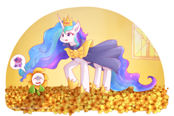 Size: 1900x1266 | Tagged: safe, artist:pika-chany, imported from derpibooru, discord, princess celestia, twilight sparkle, asgore dreemurr, chara, crossover, flowey, undertale