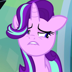 Size: 720x720 | Tagged: safe, imported from derpibooru, screencap, starlight glimmer, pony, the crystalling, cropped, female, lip bite, mare, solo