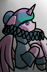 Size: 654x992 | Tagged: safe, artist:queenoftheshrimp15, imported from derpibooru, princess celestia, clothes, collar, elizabethan, ruff (clothing)