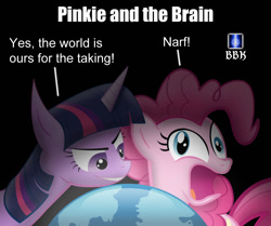 Size: 1024x856 | Tagged: safe, artist:bb-k, artist:bb-kenobi, imported from derpibooru, pinkie pie, twilight sparkle, faic, narf, parody, pinky and the brain