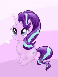 Size: 4000x5333 | Tagged: safe, artist:bbp, imported from derpibooru, starlight glimmer, pony, unicorn, cute, detailed, female, glimmerbetes, heart, looking up, mare, sitting, smiling, solo