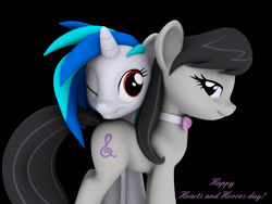 Size: 1200x900 | Tagged: safe, artist:hashbro, imported from derpibooru, dj pon-3, octavia melody, vinyl scratch, 3d, female, lesbian, scratchtavia, shipping