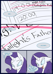 Size: 850x1200 | Tagged: safe, artist:kanashiipanda, imported from derpibooru, night light, rarity, unicorn, comic:royal business trip, book, comic, evil, evil grin, female, sneer, solo, vulgar