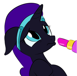 Size: 1004x999 | Tagged: artist needed, safe, imported from derpibooru, oc, oc only, oc:nyx, alicorn, pony, alicorn oc, implied makeover, lipstick, makeover, meme, sad, solo