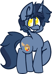 Size: 874x1227 | Tagged: safe, artist:moonydusk, imported from derpibooru, oc, oc only, oc:b.b., pony, blue, cute, grin, male, raised hoof, simple background, smiling, solo, stallion, transparent background