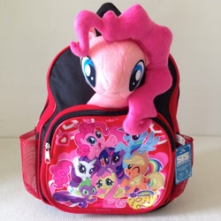 Size: 1600x1600 | Tagged: safe, imported from derpibooru, applejack, fluttershy, pinkie pie, rainbow dash, rarity, spike, twilight sparkle, dragon, earth pony, pegasus, pony, unicorn, :i, backpack, cute, female, flying, irl, leaning, mane six, mane six opening poses, mare, merchandise, one eye closed, open mouth, photo, plushie, ponk, prone, raised hoof, sitting, smiling, spread wings, wings, wink