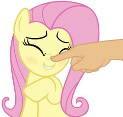 Size: 6000x5680 | Tagged: safe, artist:slb94, imported from derpibooru, fluttershy, human, absurd resolution, blushing, boop, cute, eyes closed, female, hand, shyabetes, simple background, smiling, solo, transparent background, vector