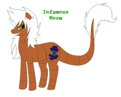 Size: 1348x1082 | Tagged: safe, artist:xxinfamouswormxx, imported from derpibooru, oc, oc only, oc:infamous worm, earth pony, hybrid, pony, worm, evil, smirk, solo