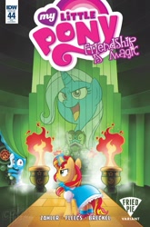 Size: 1265x1920 | Tagged: safe, artist:agnesgarbowska, idw, imported from derpibooru, spike, sunset shimmer, trixie, dragon, pony, unicorn, spoiler:comic44, cover, dorothy gale, oz the great and powerful, the wizard of oz