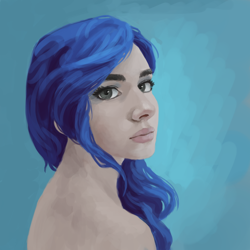 Size: 1000x1000 | Tagged: safe, artist:fahu, imported from derpibooru, princess luna, human, bust, female, humanized, looking at you, looking back, nudity, portrait, s1 luna, solo