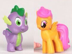 Size: 243x182 | Tagged: safe, imported from derpibooru, scootaloo, spike, aliexpress, bootleg, derp, figure, merchandise, spoik