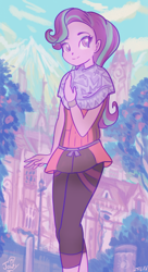 Size: 448x822 | Tagged: safe, artist:jowyb, artist:jowybean, imported from derpibooru, starlight glimmer, human, equestria girls, canterlot high, casual, clothes, cute, equestria girls-ified, female, glimmerbetes, humanized, manga, poncho, signature, solo, wondercolts