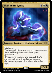 Size: 375x523 | Tagged: safe, artist:tzelly-el, imported from derpibooru, nightmare rarity, pony, unicorn, card, magic the gathering, solo