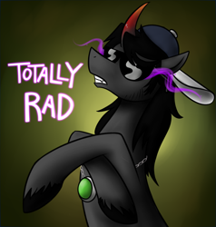 Size: 1000x1050 | Tagged: safe, artist:cosmalumi, artist:its-gloomy, imported from derpibooru, king sombra, backwards ballcap, baseball cap, crossed hooves, hat, radical, solo, sunglasses