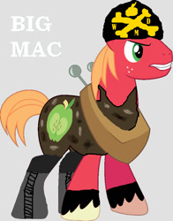 Size: 792x1009 | Tagged: safe, artist:sircxyrtyx, artist:skulluigi, edit, imported from derpibooru, big macintosh, earth pony, pony, 1000 hours in ms paint, beanie, big show, crossover, hat, male, ms paint, parody, simple background, solo, stallion, vector, wrestling, wwe