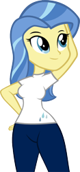 Size: 418x896 | Tagged: safe, artist:ironm17, imported from derpibooru, sunshower, equestria girls, clothes, equestria girls-ified, female, simple background, solo, t-shirt, transparent background, vector