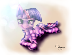 Size: 3500x2692 | Tagged: safe, artist:ferasor, imported from derpibooru, twilight sparkle, bedroom eyes, clothes, female, looking at you, socks, solo, striped socks, tongue out