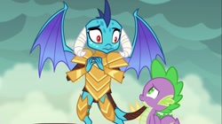 Size: 1100x618 | Tagged: safe, imported from derpibooru, screencap, princess ember, spike, dragon, gauntlet of fire