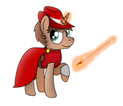 Size: 1400x1200 | Tagged: safe, artist:peternators, imported from derpibooru, oc, oc only, oc:heroic armour, pony, unicorn, cape, clothes, hat, magic, male, red mage, solo, stallion, sword, weapon