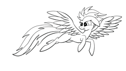 Size: 4208x2368 | Tagged: safe, artist:marewile, imported from derpibooru, spitfire, pegasus, pony, female, flying, lineart, mare, monochrome, simple background, sketch, solo, transparent background