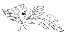 Size: 4208x2368 | Tagged: safe, artist:marewile, imported from derpibooru, spitfire, pegasus, pony, female, flying, lineart, mare, monochrome, simple background, sketch, solo, transparent background