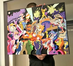 Size: 1200x1086 | Tagged: safe, artist:andypriceart, artist:the-paper-pony, idw, imported from derpibooru, 33 1-3 lp, 8-bit (character), buck withers, diamond rose, dj pon-3, gaffer, gizmo, lemony gem, long play, observer (character), princess cadance, shining armor, sweetcream scoops, vinyl scratch, alicorn, earth pony, pegasus, pony, unicorn, neigh anything, spoiler:comic, spoiler:comic11, 8-bit (g4), 80s, adam ant, andy you magnificent bastard, background pony, boy george, cowbell, cutiespark, danny elfman, devo, dj-pon3, drum kit, drums, energy dome, female, ferris bueller's day off, filly, filly vinyl scratch, frankie goes to hollywood, keytar, little girls, lyrics, male, musical instrument, new wave, official, oingo boingo, revenge of the nerds, song reference, spread wings, stallion, teary eyes, text, the mystic knights of the electric stable, unnamed character, unnamed pony, wings, younger