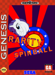 Size: 727x986 | Tagged: safe, artist:tardifice, artist:trackheadtherobopony, imported from derpibooru, rarity, unicorn, box art, crossover, meme, rariball, sonic spinball, sonic the hedgehog (series), video game