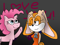 Size: 800x600 | Tagged: safe, artist:alexeigribanov, imported from derpibooru, pinkie pie, cream the rabbit, crossover, sonic the hedgehog (series)