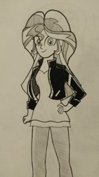 Size: 576x1024 | Tagged: safe, artist:senketsushimmer, imported from derpibooru, sunset shimmer, equestria girls, female, solo, traditional art