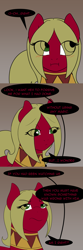 Size: 800x2400 | Tagged: safe, artist:lunis1992, imported from derpibooru, oc, oc only, oc:dream catcher, ask the amazon mares, :i, blushing, dialogue, solo