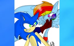 Size: 1280x800 | Tagged: safe, artist:puppieluv42, imported from derpibooru, rainbow dash, anthro, crossover, sonic the hedgehog, sonic the hedgehog (series)