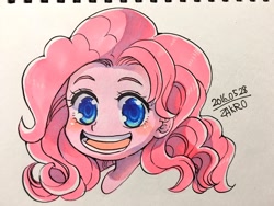 Size: 1280x960 | Tagged: safe, artist:zakro, imported from derpibooru, pinkie pie, equestria girls, bust, female, portrait, smiling, solo, traditional art