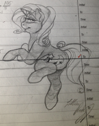 Size: 330x419 | Tagged: safe, artist:ask-lillian, imported from derpibooru, trixie, pony, unicorn, female, lined paper, mare, monochrome, solo, traditional art