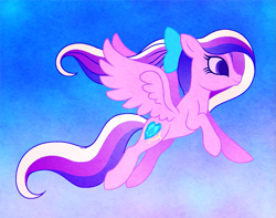 Size: 1007x794 | Tagged: safe, artist:carouselunique, imported from derpibooru, princess cadance, female, flying, pegasus cadance, solo, teen princess cadance