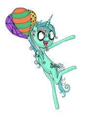 Size: 1654x2338 | Tagged: safe, artist:little-horrors, artist:scorpionskissx, imported from derpibooru, lyra heartstrings, pony, unicorn, balloon, bipedal, fangs, female, forked tongue, simple background, smiling, solo, style emulation, surreal, tim burton, tongue out, transparent background