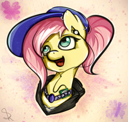 Size: 1500x1436 | Tagged: safe, artist:skrayp, imported from derpibooru, fluttershy, digital art, ear piercing, female, piercing, solo