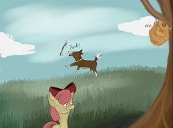 Size: 916x681 | Tagged: safe, artist:whisperingsinthedark, imported from derpibooru, apple bloom, winona, beehive